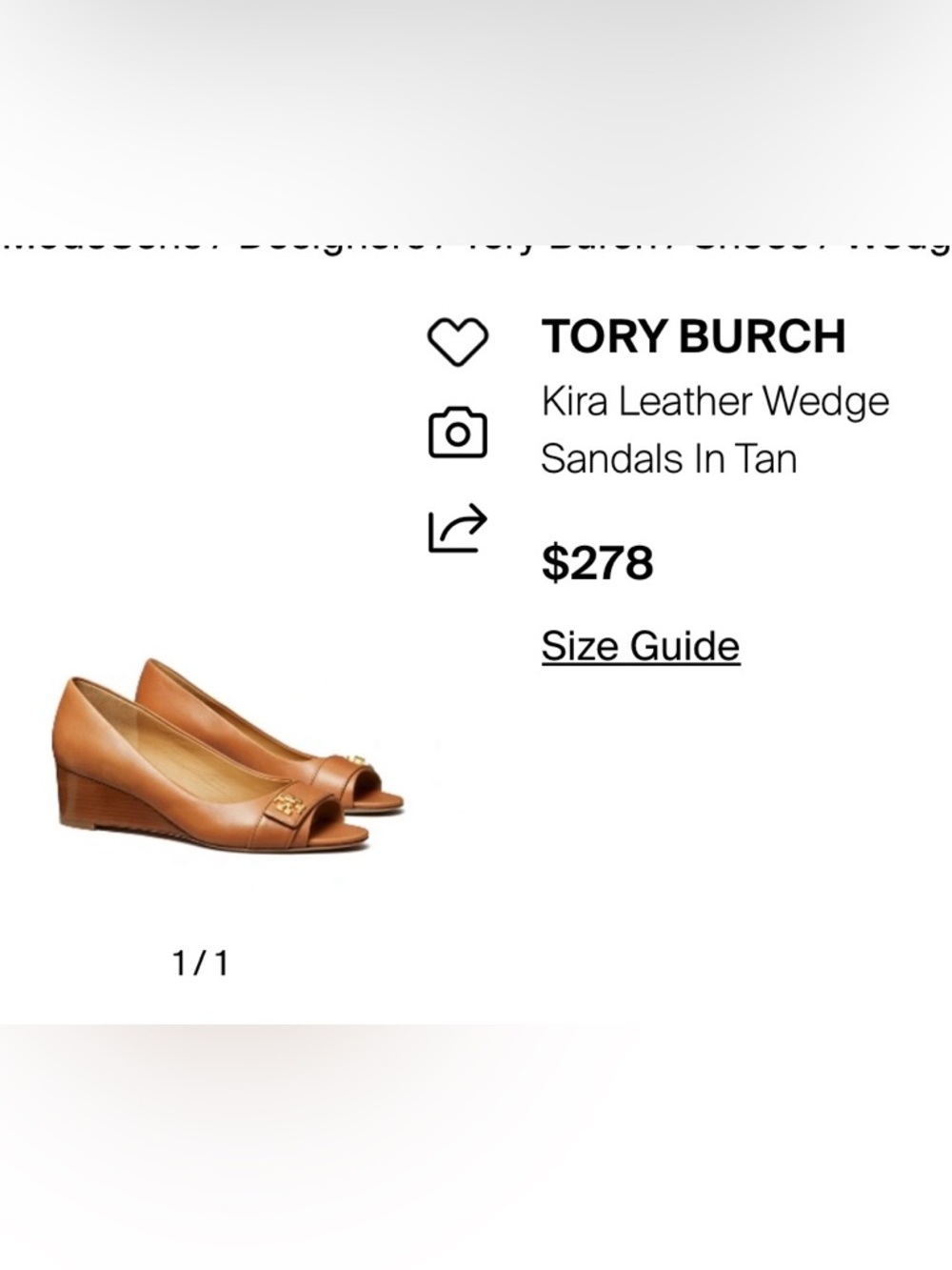 Tory Burch Tan Leather Peep-Toe Wedge Sandals with Logo Accent